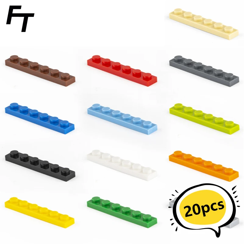 

20Pcs Small Particle 3666 1x6 Plate Building Block Flat DIY Parts Buildmoc Compatible Assembly Particle Creative Gift Toys Brick