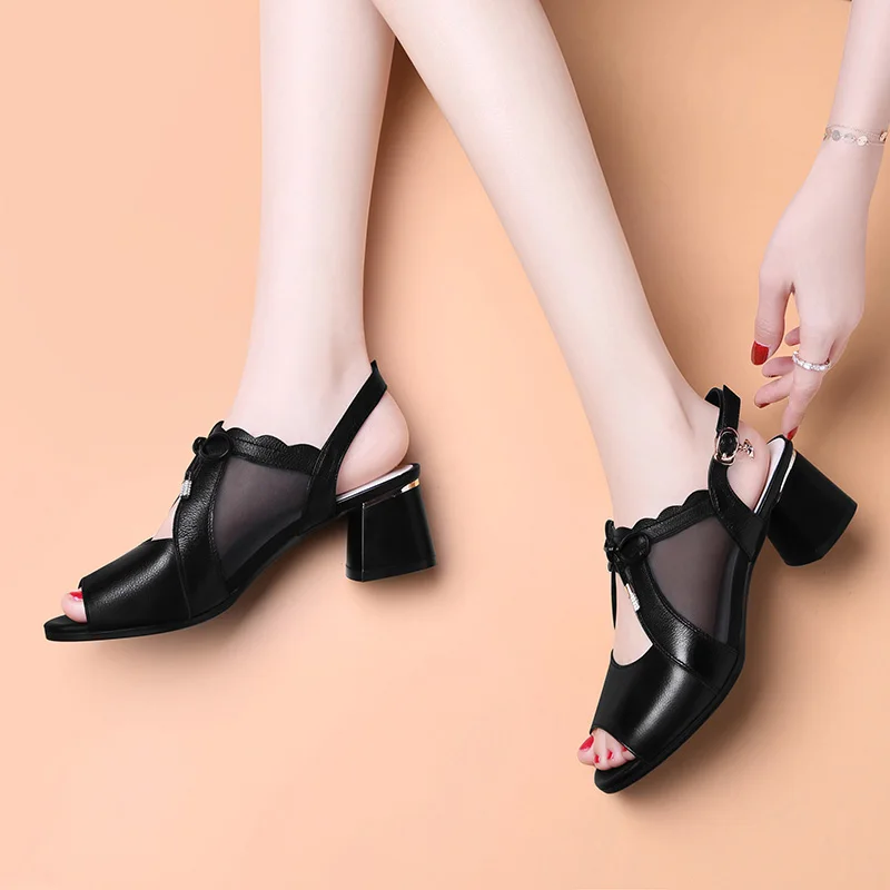

Summer Mesh Breathable Single Shoes In Thick With Wild Fish Mouth Sandals