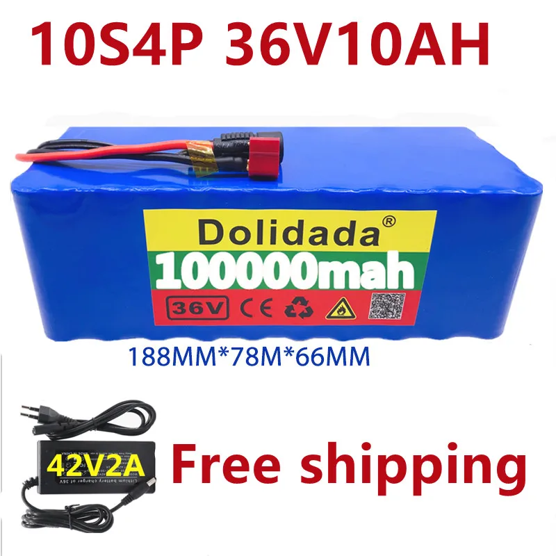 Аккумуляторная батарея 10S4P 100Ah 1000 Вт 42 в 100000 мА · ч электрический велосипед Ebike BMS + 2