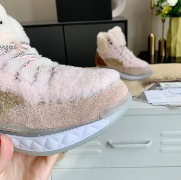 

Fashion Comfortable Lace Up Mixed Color Black White Lambs Wool Woman Snow Boots 2021 New Designer Brand Luxury Winter Boots