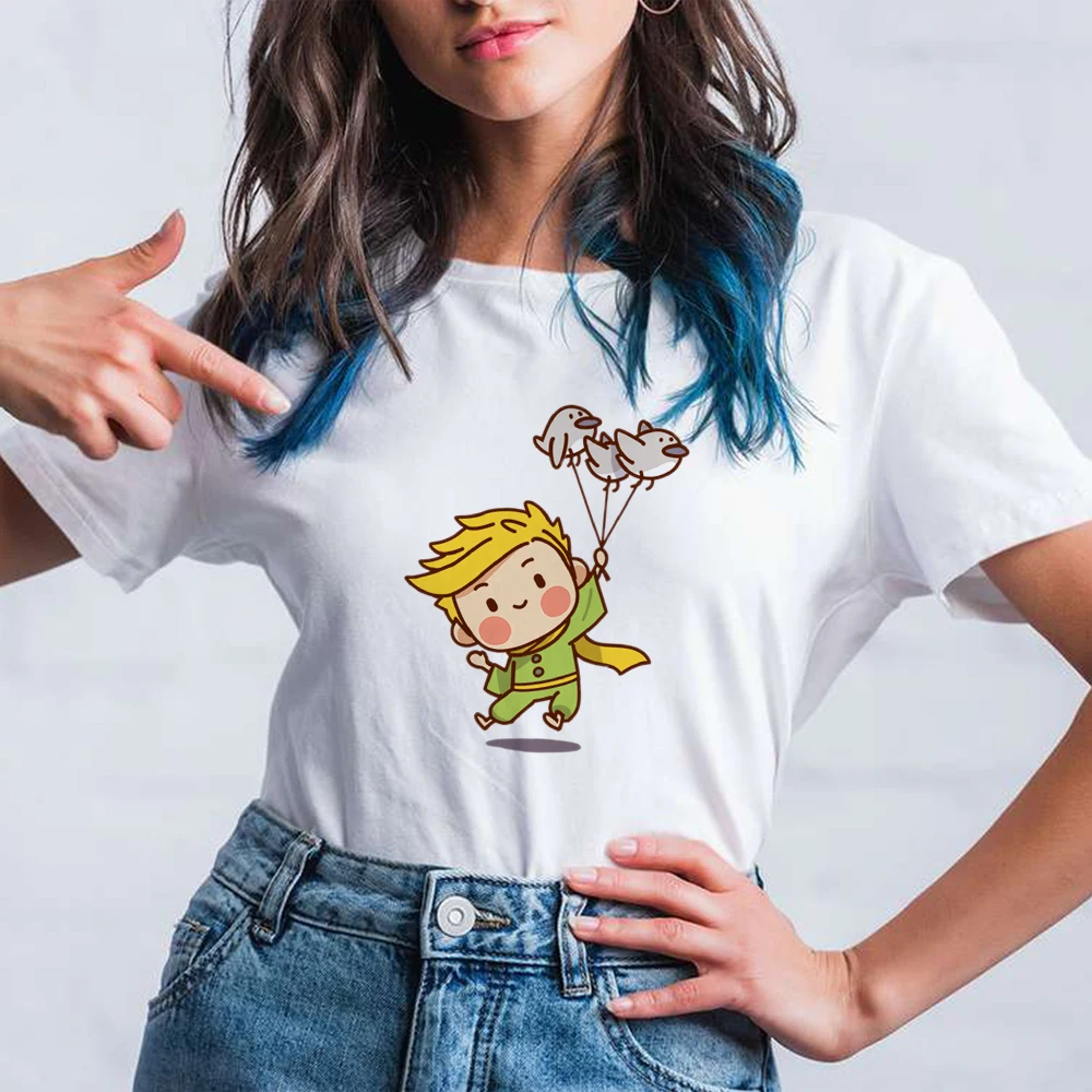 

2021 France Women's T Shirt Space Little Prince Graphic Streetwear Best Friends T-shirt Trendy Casual Fairy Tale Cute Tshirt