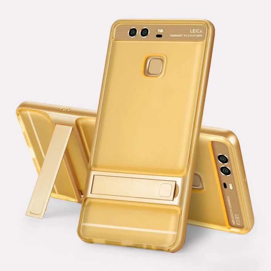 Абсолютно гибридный 3D чехол-подставка для huawei P9, силиконовый чехол, TPU+ PC Royce 360, полная защитная задняя крышка huawei P9, чехол, броня - Цвет: Crystal Gold