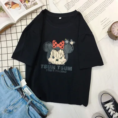 Disney Микки Маус Женская футболка Женская Мужская Минни с коротким рукавом летняя модная футболка для мальчиков и девочек - Цвет: 8