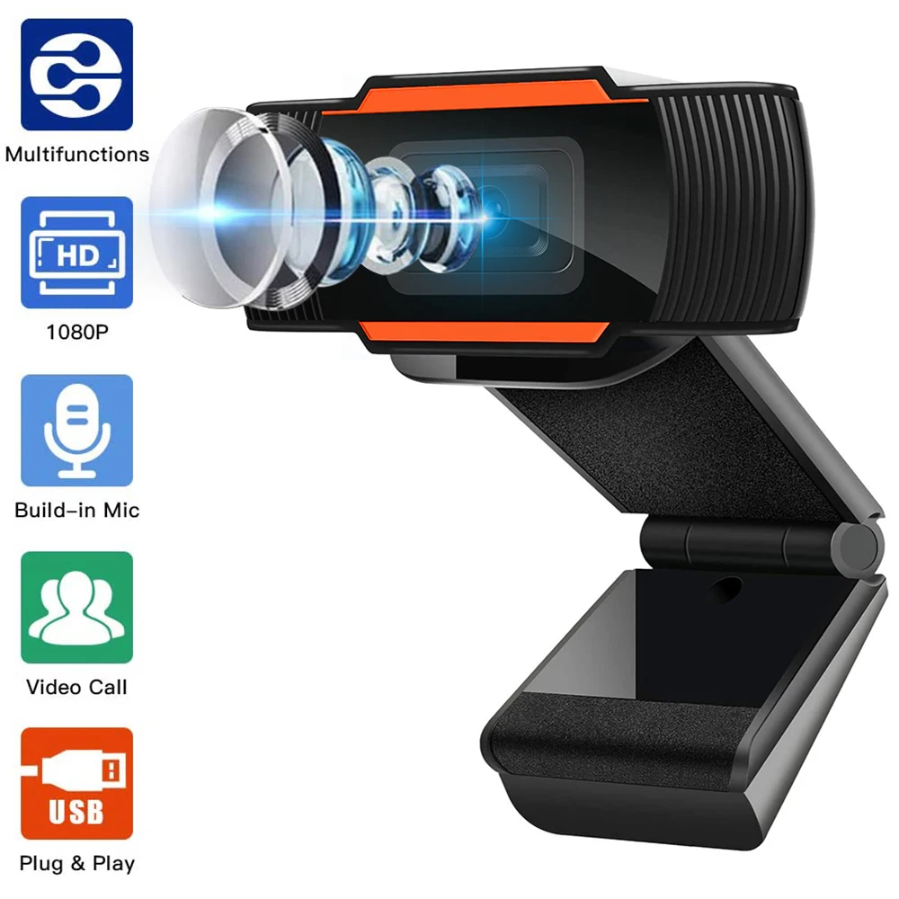 

Webcam 1080P 720P 480P Full HD Web Camera Built-in Microphone USB Plug Web Cam For PC Computer Mac Laptop Desktop YouTube Skype