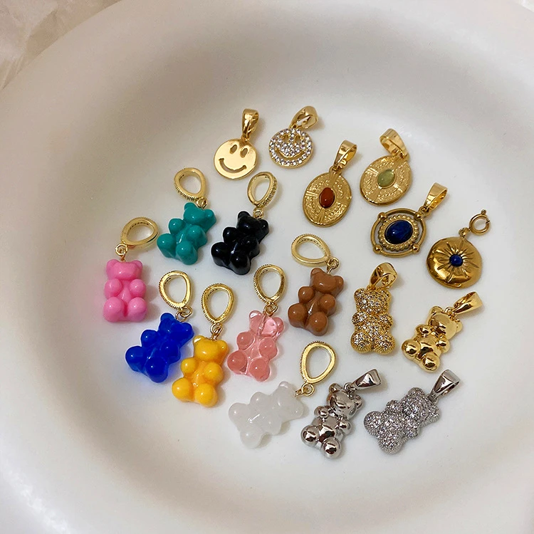 Воротники с прозрачным медведем из полимера позолоченные для женщин и мужчин