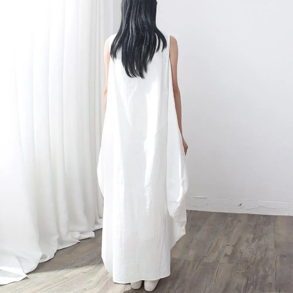 Женское хлопковое льняное платье Anself без рукавов 4XL 5XL размера плюс длинное макси