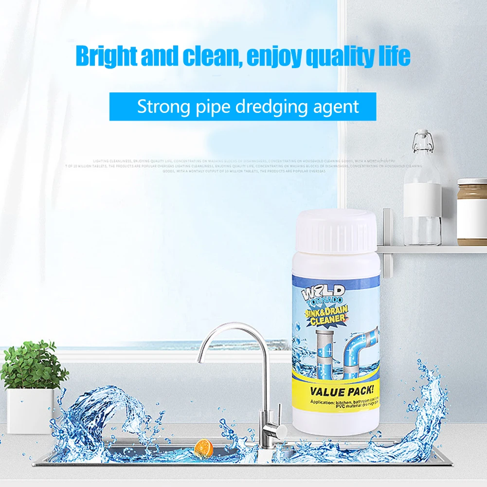 

Powerful Sink and Drain Cleaner Chemical Powder Agent for Kitchen Toilet Pipe Dredging (White, 110G)