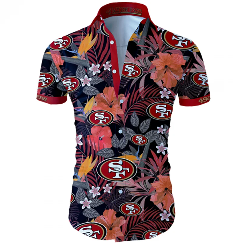 

2021 San Francisco men's 49ers hawaiian shirts Cool 3D floral tops