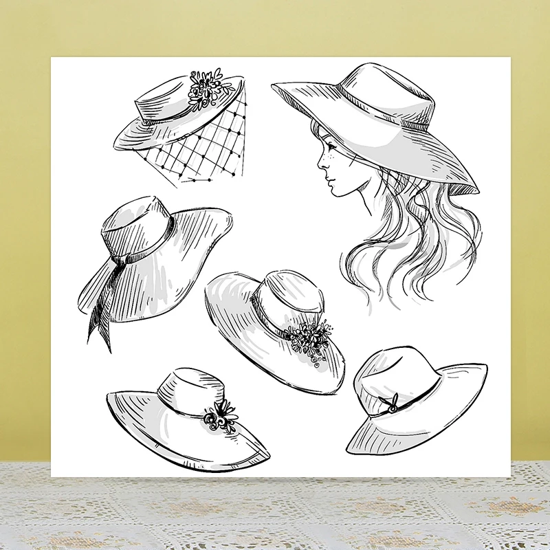 

AZSG Hat Straw hat Clear Stamps/Silicone Transparent Seals for DIY scrapbooking Card Making 13*13cm