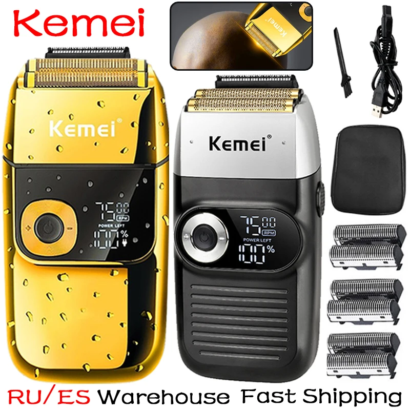 

Kemei Electric Shaver Cordless Trimmer for Men Beard Razor Hair Clippers USB Fast Charging LCD Display Shaving Haircut Tools 5