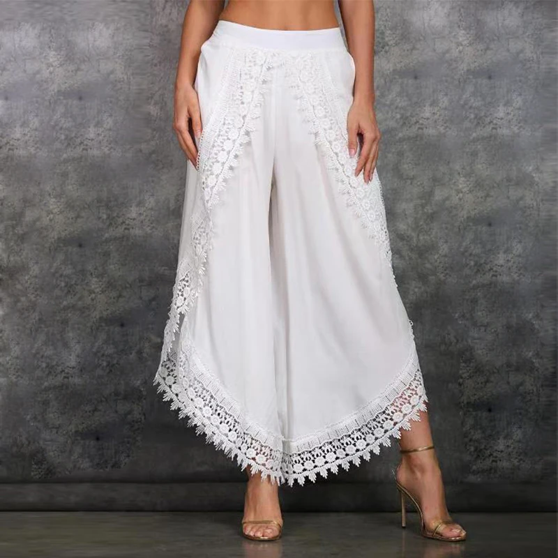 Женские черные брюки с высокой талией женские повседневные широкими штанинами