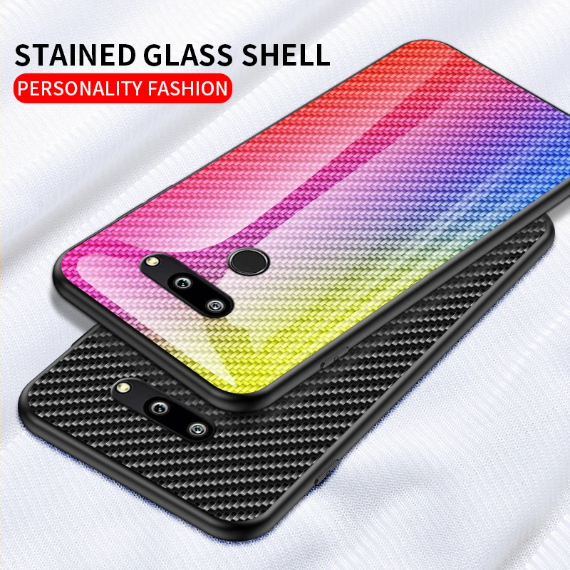 Carbon fiber Patterned Tempered Glass Case For LG G5 G7 G8 G6 Phone Soft Silicone Frame Hard Back Cover Shockproof |