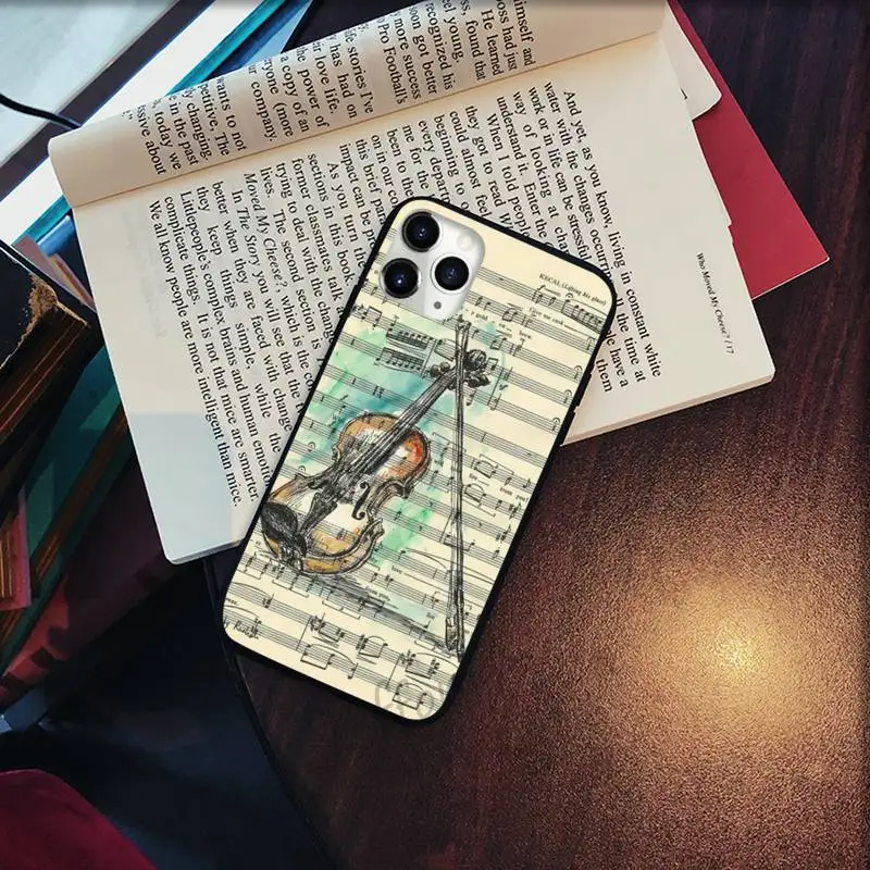 

Music Violin dance piano papaer Phone Case for iPhone 11 12 pro XS MAX 8 7 6 6S Plus X 5S SE 2020 XR Soft silicone