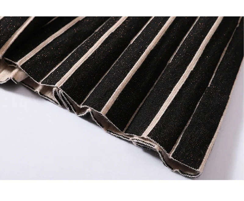 Женская трикотажная юбка в полоску осенне зимняя офисная эластичная с высокой