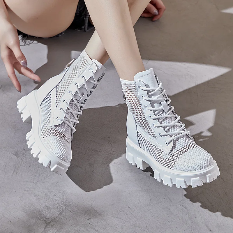 

Summer Ankle Boots Women Platform Boots Woman Shoes Female Round Toe Lace Up Boots Lasdies Fashion Comfort Boots