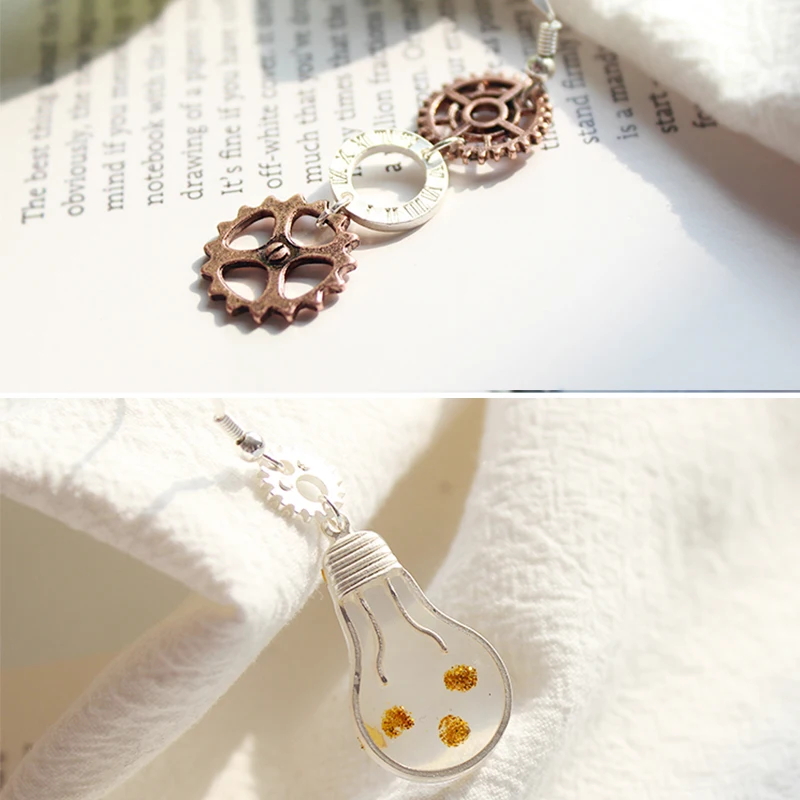 Оригинальные серьги лампочка в стиле ретро с механическим механизмом гвоздики