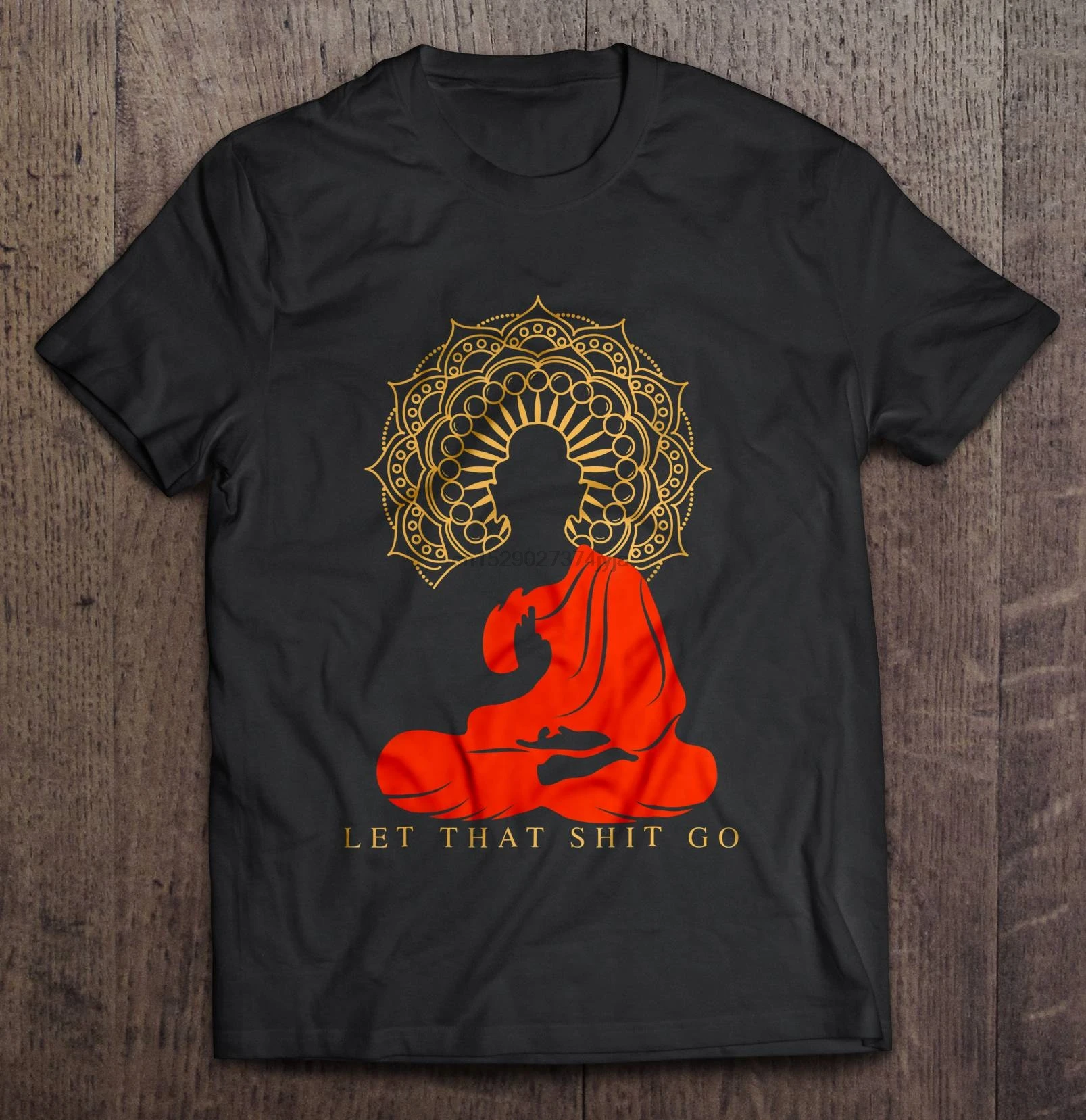 Мужская забавная футболка модная Let That Shit Go Будда версия женская футболка|Мужские