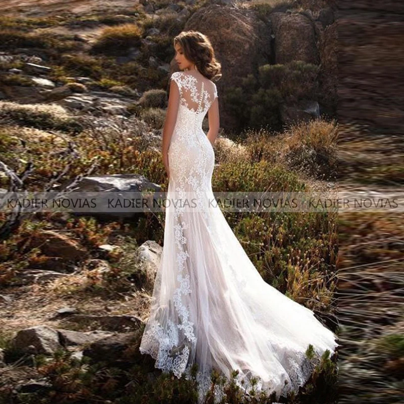 

New Design Long Mermaid Lace Boho Spring Wedding Dress 2021 for Women Bridal Gown Vestido De Novia