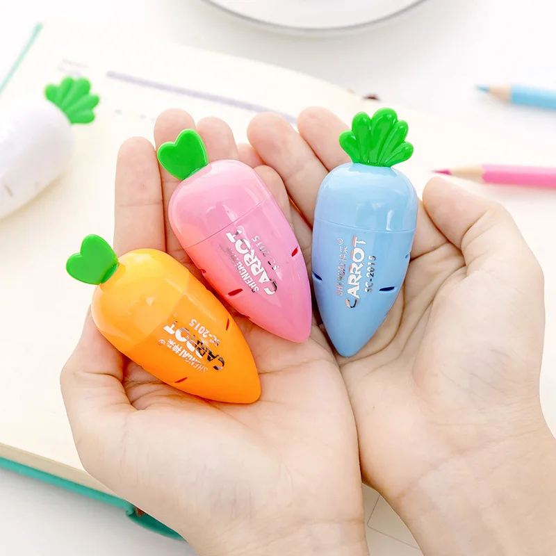 

10/50/100Pcs Cute Carrot Pencil Cutter Plastic Student Pencil Sharpener Knife School Stationery Supplies