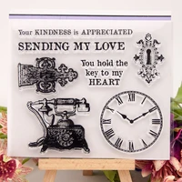 1pc clock phone transparent seal clear silicone stamp cutting diy scrapbook rubber coloring embossing decor reusable 1210 5cm