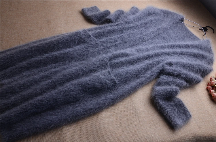 Женский кардиган из шерсти Ангорского Кролика теплый вязаный свитер норки