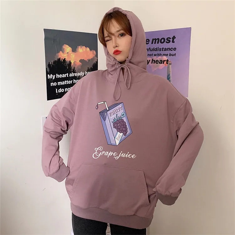 

Cotton Oversized Hoodie Women Spring Autumn Korean Thin Long Sleeve Print Tops Women Sweatshirt