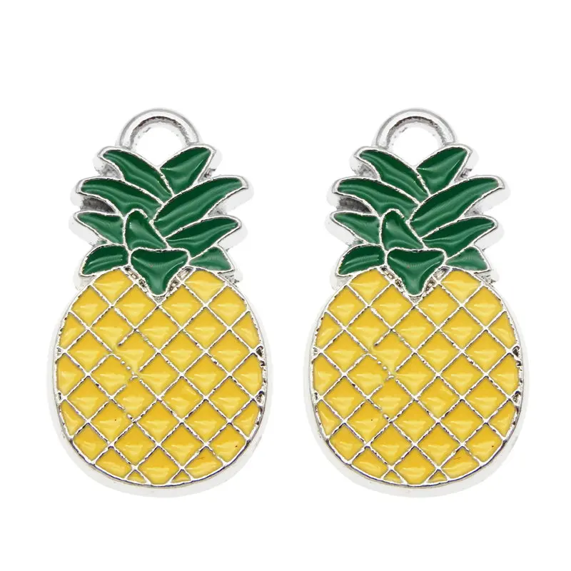 

Julie Wang 5 шт эмалированные желтые амулеты "Ананас" Сплав белый к тон искусственные фрукты Подвески Браслет ювелирные изделия аксессуары