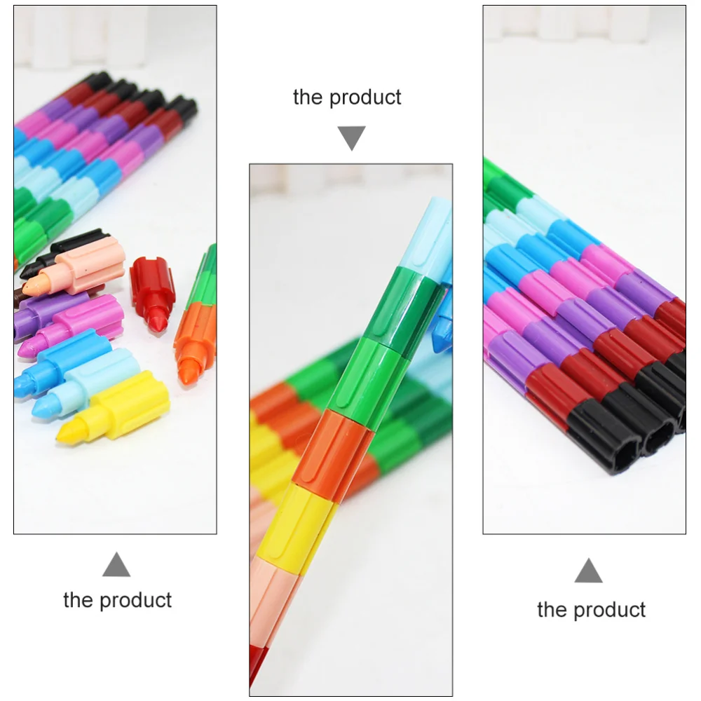 

5Pcs 12 Colors Crayons Kids Party Colorful Stackable Buildable Crayon Supplies