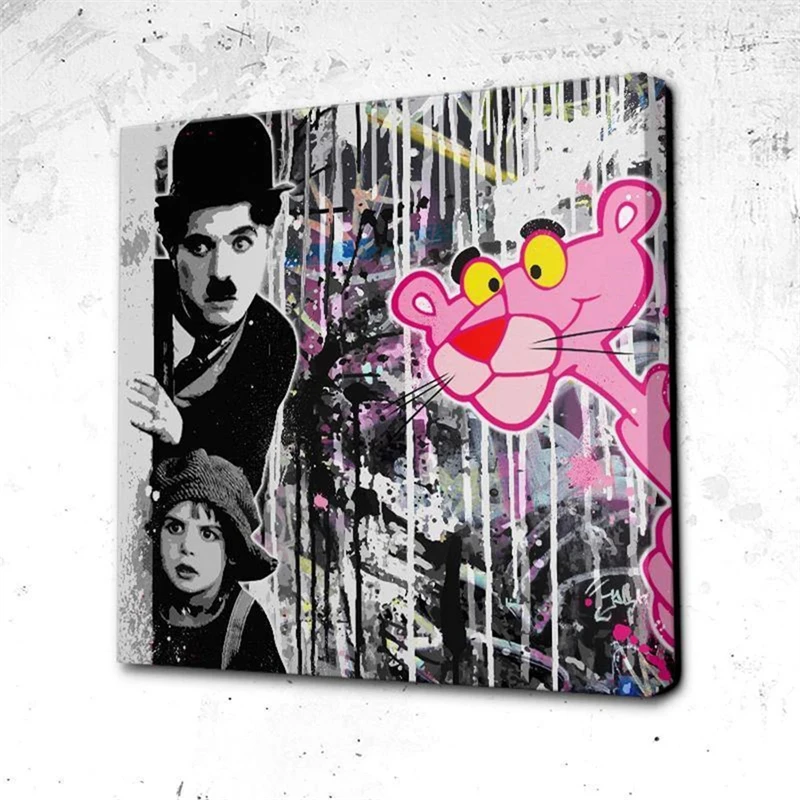 

Graffiti Pink Panther Street Pop Art Poster Cartoon Canvas Painting Print on Canvas Wall Art Picture Living Room Home Decoration