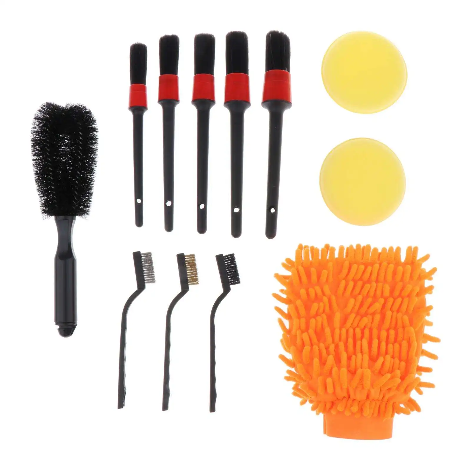 

Set of 12 Auto Car Detailing Brush Kit,5 Different Size Brushes Soft Thick Absorbent Microfiber Mitts