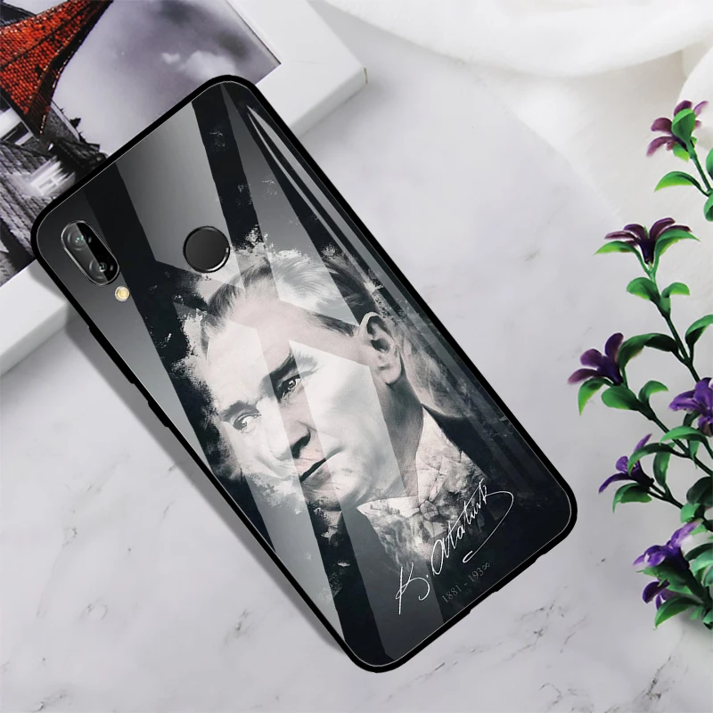 

Turkey Mustafa Kemal Ataturk Glass Case For Huawei P30 P Smart Z P40 P20 Y6 Y9 Y7 2019 for Honor 20 Lite 8X 9X Pro Phone Cover