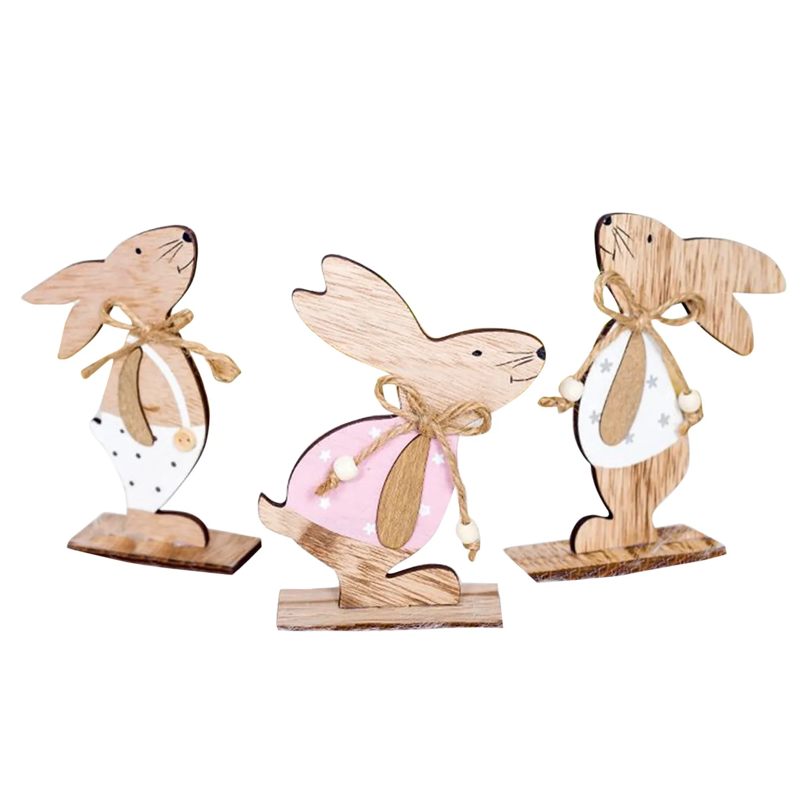 

1pc Easter Rabbit Wooden Decoration DIY Wood Hanging Crafts Cute Bunny Easter Ornaments Party Supplies Wood Crafts Gift For Kids