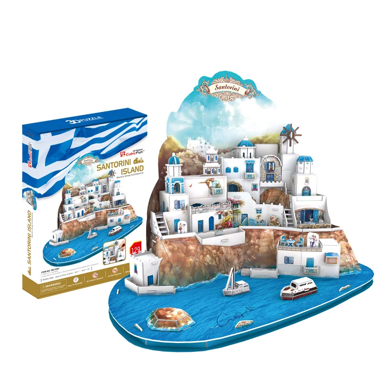 

Music Cube 3D jigsaw puzzle diy handmade paper model toys in Greek Aegean Sea santorini