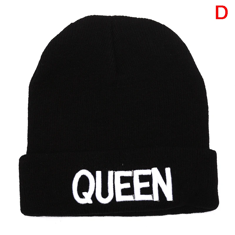 KING QUEEN шапочки для пар теплые зимние осенние эластичные вязаные головные уборы