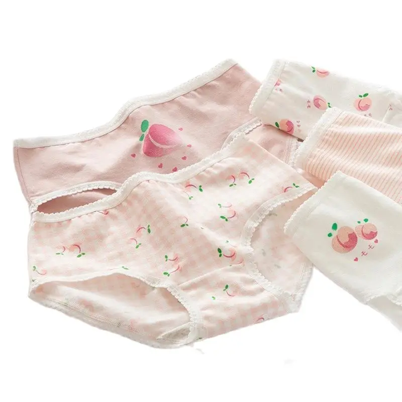 5 шт./1 шт. XL дышащий Для женщин хлопковой ластовицей со средней талией нижнее