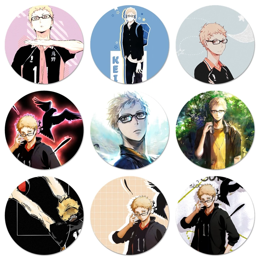 Tsukishima kei Haikyuu аниме серия арт Значки украшения Броши Металлические для одежды