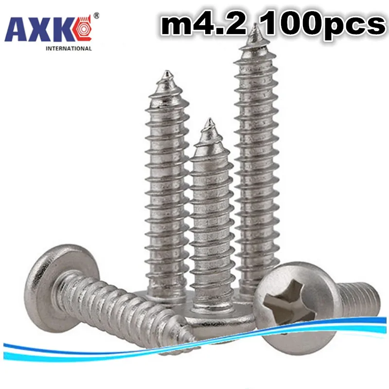 AXK m4.2 100 шт. винт с круглой головкой 304 саморез из нержавеющей стали. | Обустройство