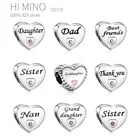 Шарм для дочери, любви, папы, подходят для оригинального браслета Pando, шармы для женщин, лучшие друзья, сердца, бусины для изготовления ювелирных изделий, подарок на день отца