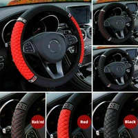 1537 38cm universal car steering wheel cover pu leather anti slip protector car suv pu leather diamond steering wheel cover