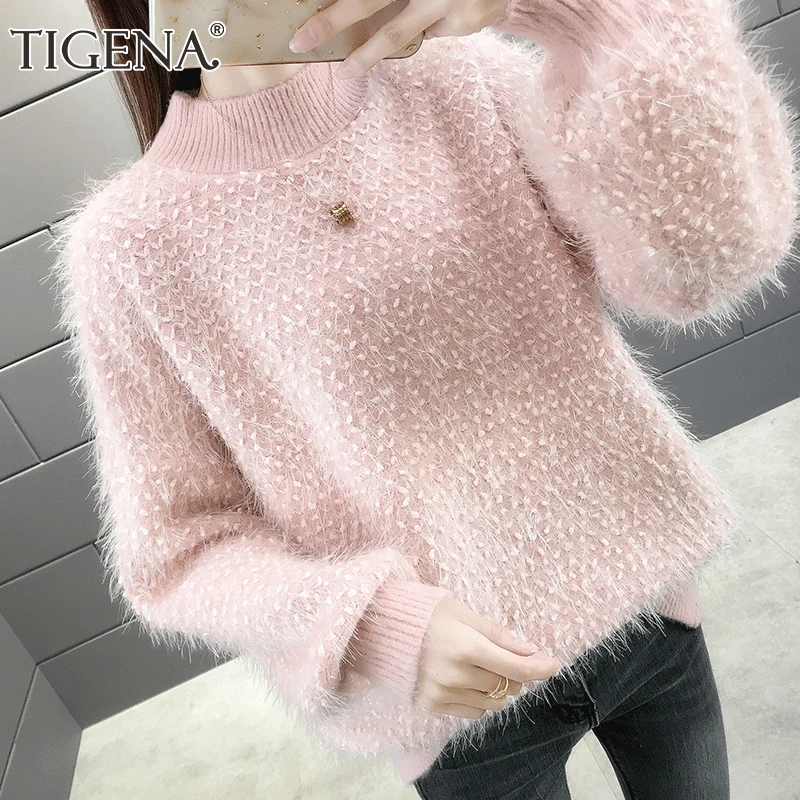 Женский пуловер с кисточками TIGENA теплый свободный свитер в Корейском стиле