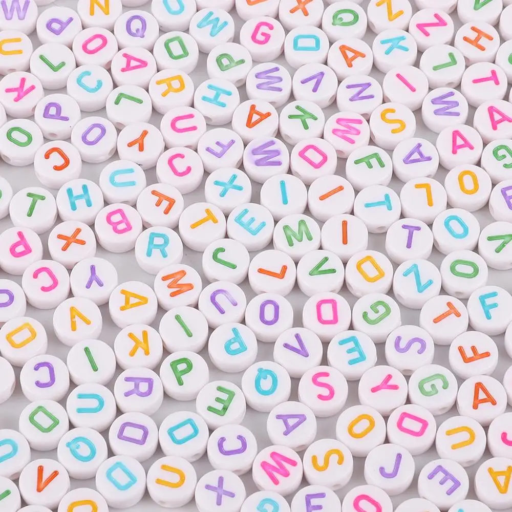 100pcs/lot 4x7mm Plastic &amp Acrylic Beads Round English Letters Loose For Jewelry Making Findings Necklace Bracelet Earring | Украшения и