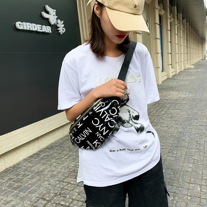 

Fashion Letter Printing Women Waist Bags Luxury Pu Leahter Girls Chest Bag Designer Crossbody Bag For Girls Messenger Bag 2021