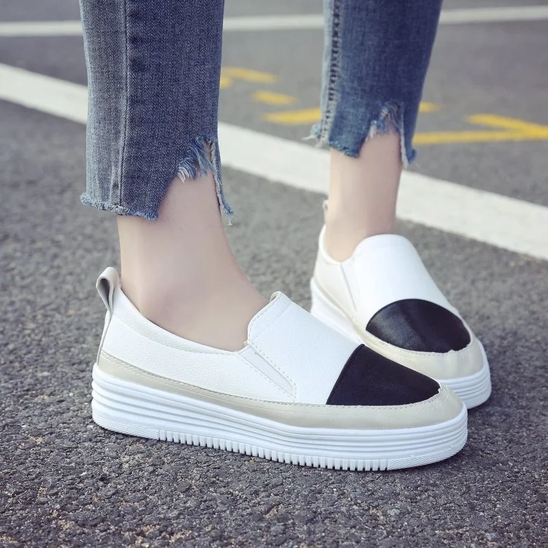 

2021 New White Women's Shoes A Pedal Lazy Comfortable White Platform Loafers Flat Shoes Casual Shoes Women's Shoes