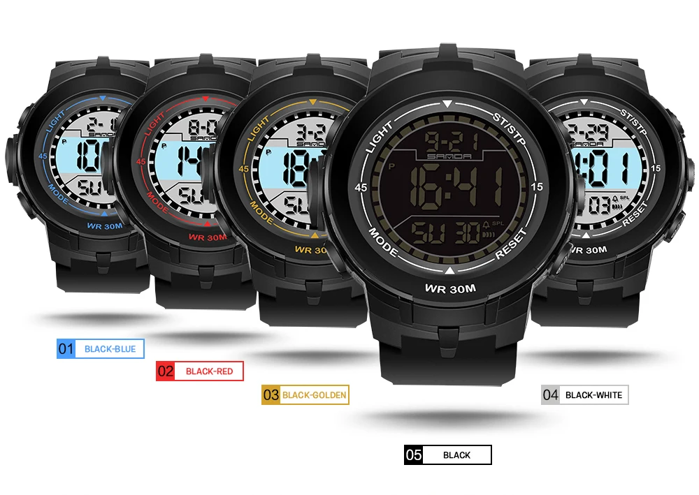 SANDA 340 светодиодный электронные мужские часы Модные Военные Спортивные наручные
