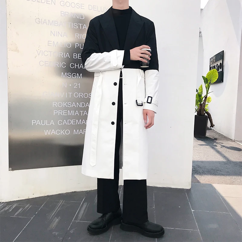 Мужская винтажная верхняя одежда с поясом ветровка пальто куртка черная