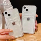 Роскошный прозрачный чехол-кошелек с градиентным лазерным градиентом для карт с любовным сердцем для iPhone 13 Mini 11 12 Pro Max X XS XR 7 8 Plus SE2