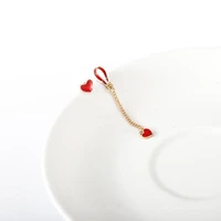 sweet earrings korean version of the new temperament hot air balloon asymmetric love pearl red drip glaze cute girl earrings