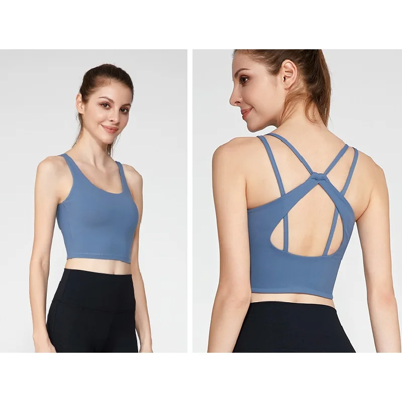 

Female Sports Underwear Yoga Bra Shockproof Gather Cross Straps Gym Fitness Training Workout Sexy Crop Tops Brassiere