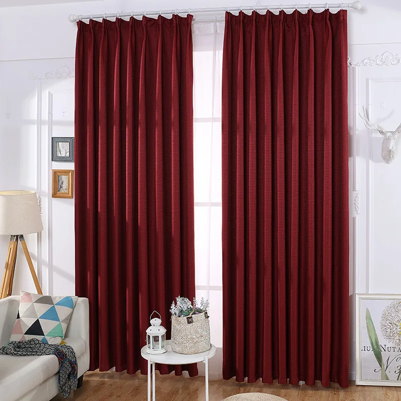 Однотонные простые льняные занавески затемняющие шторы для гостиной