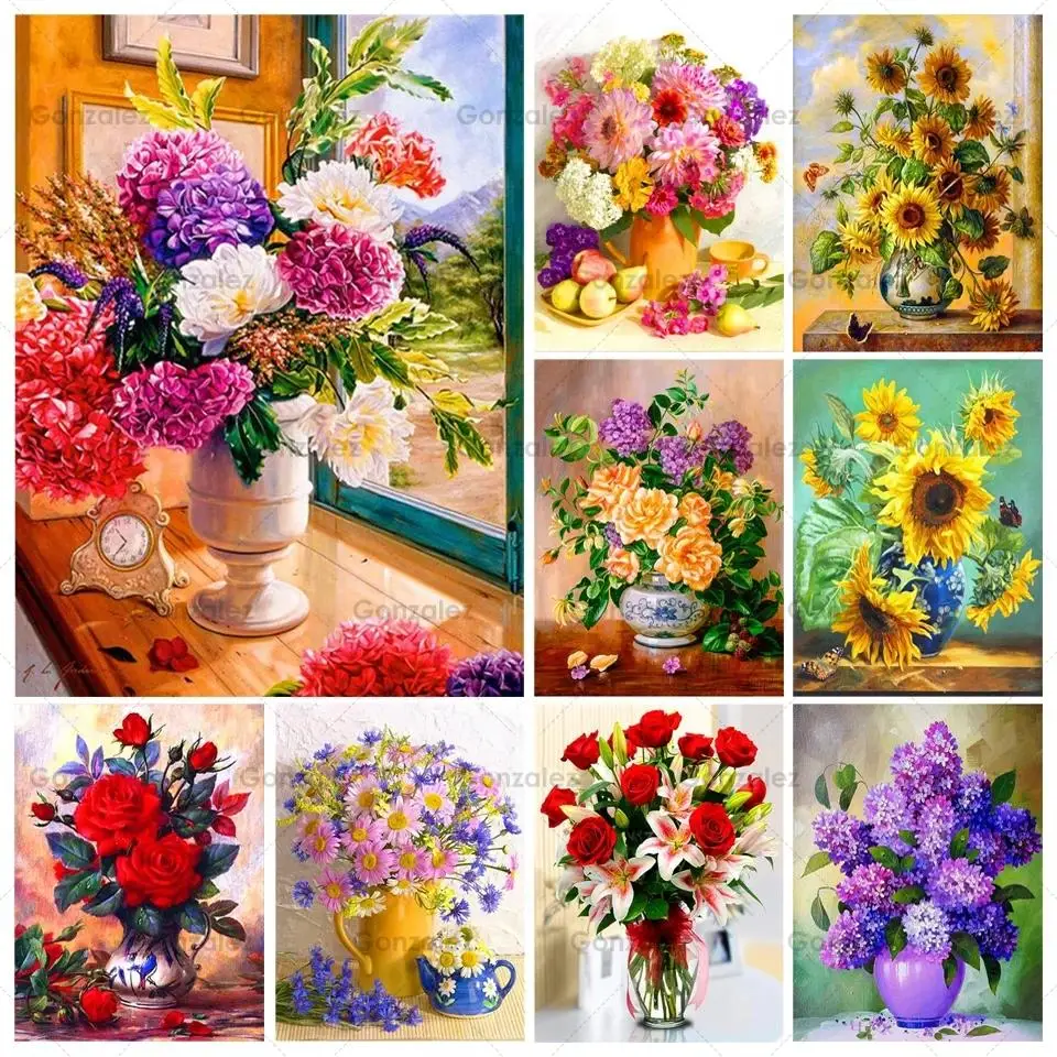 

Colorful 5D Diy Diamond Painting Flowers Cross Stitch Round/square Art Rhinestone Mosaic Embroidery Home Decoration Crafts Gifts